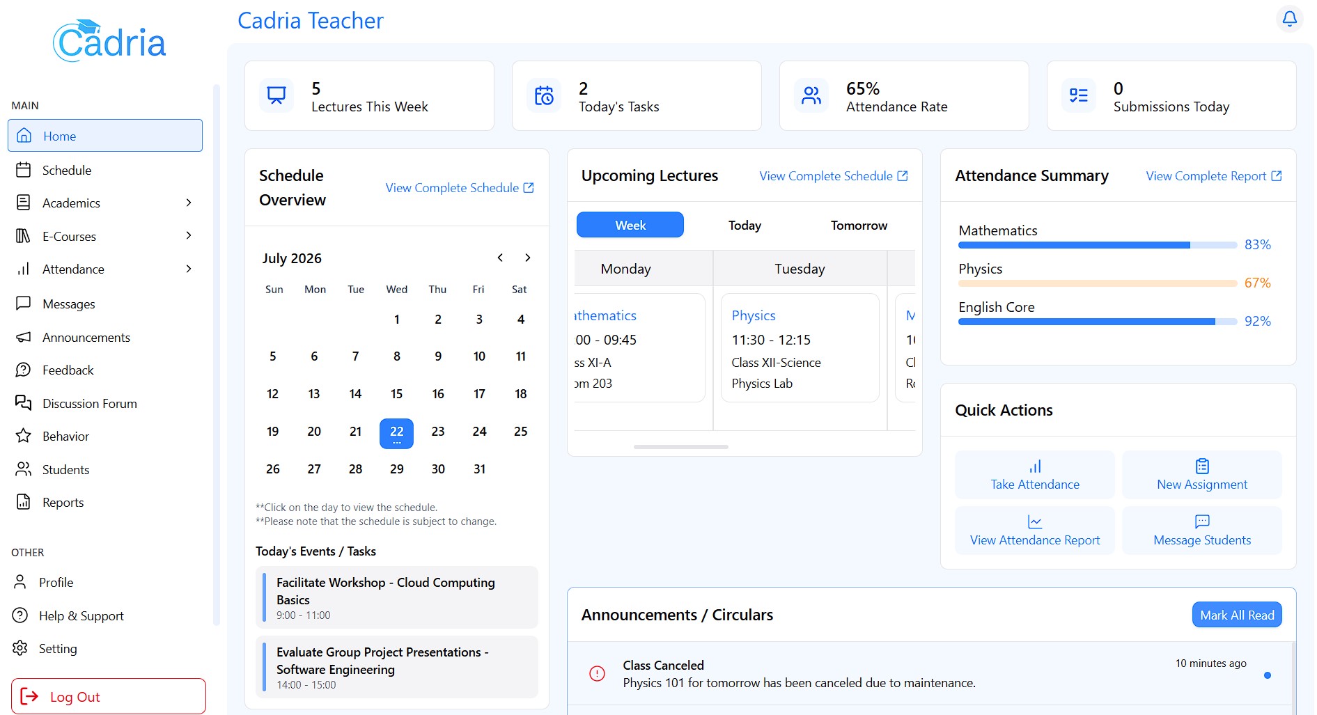 Cadria teacher portal